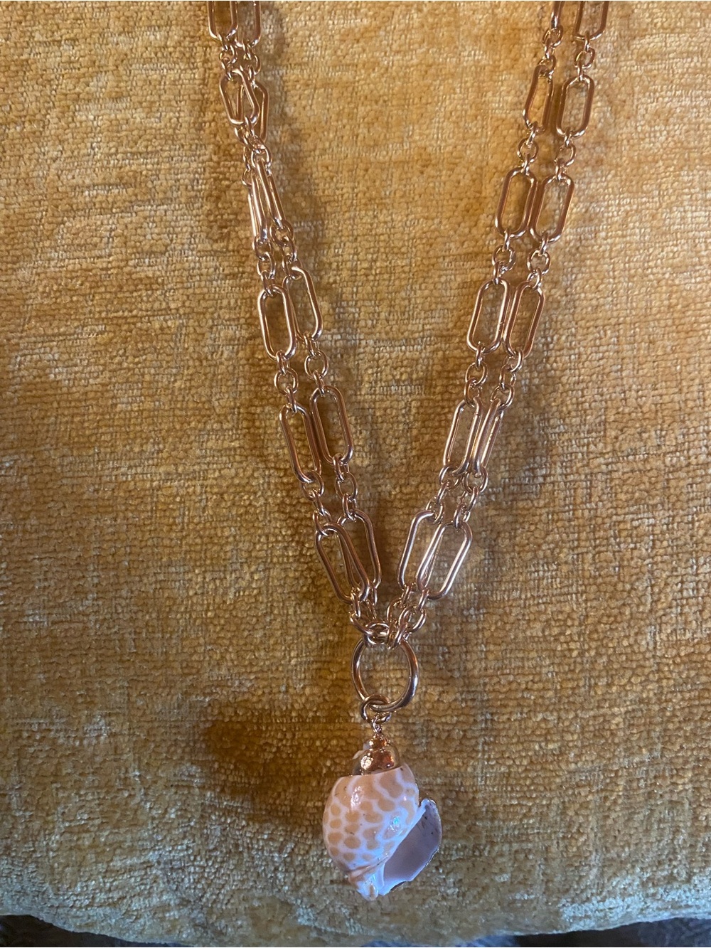 Target Gold-Tone Layered Chain Necklace with Shell Pendant